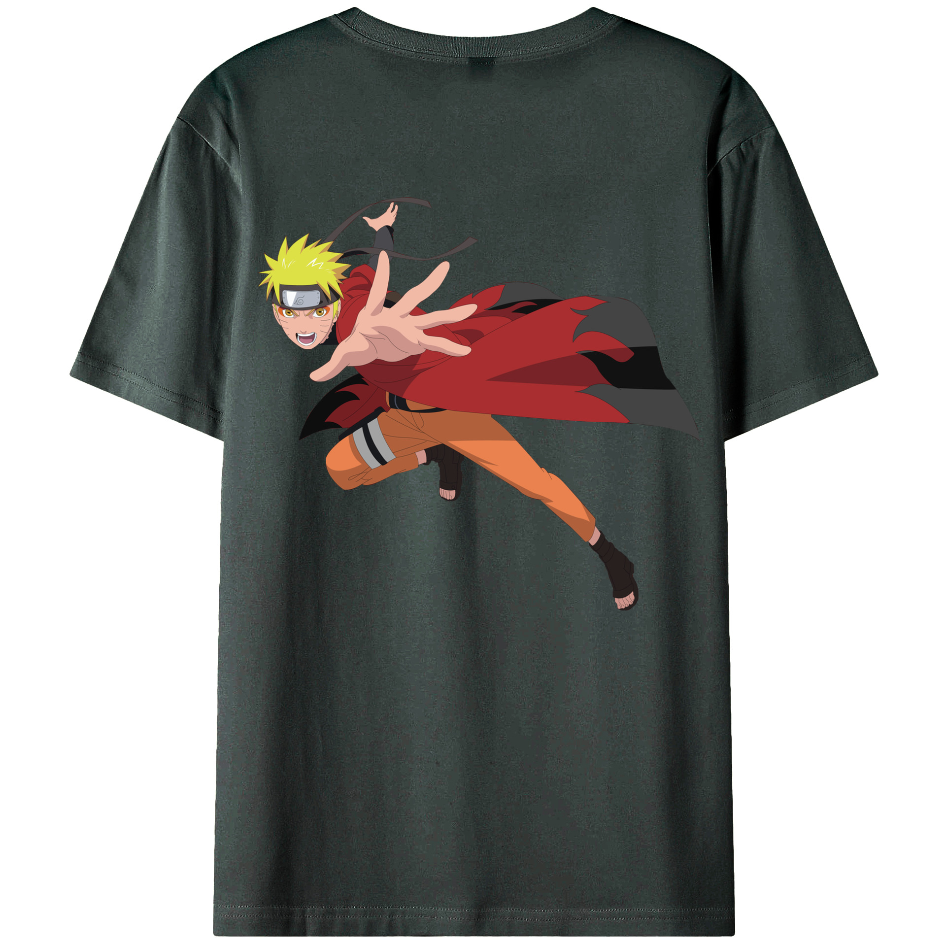 （画像用） NARUTO -ナルト- うずまき ナルト Uzumaki Naruto 綿100％ メンズ半袖Tシャツ（バックプリント） 通気性